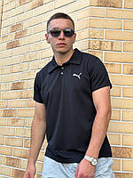 Поло футболка чоловіча чорна Puma, літнє поло для чоловіків, поло сорочка чоловіча, модна чоловіча футболка