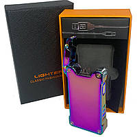 Дуговая электроимпульсная зажигалка с USB-зарядкой фонариком LIGHTER HL-437. EA-857 Цвет: хамелеон qwe