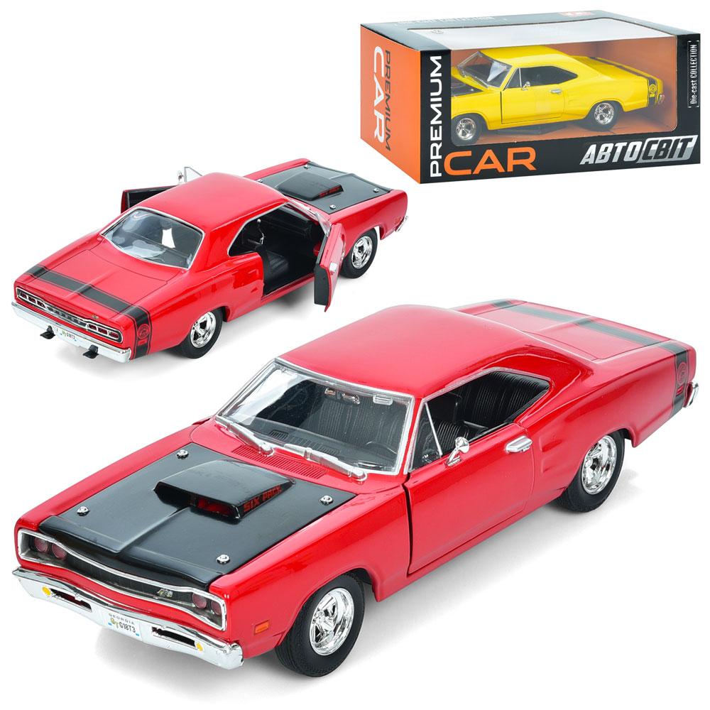 Машина AP-1902 АвтоСвіт,1:24,1969 Dodge Coronet SuperBee,мет.,відчин.двері/капот,гум.колеса,2кольори,кор.