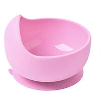Силиконовая круглая глубокая тарелка для первых блюд на присоске 2Life Y8 350 мл Розовый (n-1 HR, код: 8236091