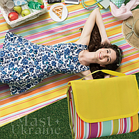 Килимок для пікніка Slide B водонепроникний складаний 147x200 см Жовтий у смужку K-18-Yellow/Strip
