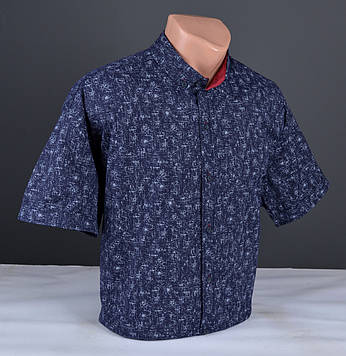 Чоловіча сорочка з коротким рукавом ВЕЛИКОГО РОЗМІРУ синя Туреччина 5099 Б