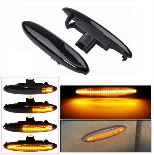 Повторювач повороту Toyota Highlander 2007-2013 Тойота Хайлендер (2шт динамічні чорні ЛЕД), фото 1