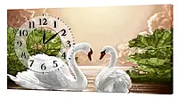 Часы настенные оригинальные для гостиной, часы для отеля, часы настенные в столовую, кухню Лебеди 30х53 см