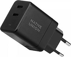 Мережевий зарядний пристрій Native Union Fast GaN Charger PD 35W Dual USB-C Port Black (FAST-PD35-BLK-EU)