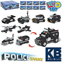 Конструктор KB 5901 поліція, транспорт, від 42 дет., 8 шт. (8 видів) в диспл., 25,5-18,5-9 см.