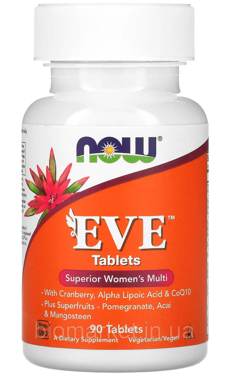 Мультивітаміни для жінок, EVE, 90табл. «NOW Foods» – покращена формула ще кращі результати.