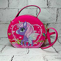 Сумочка дитяча для дівчинки лакова з ремінцем Єдиноріг Малинова 18,5х16,5х7 см 206-3