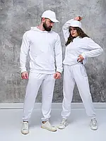 Костюм базовый однотонный белый мужской, Мужские спортивные костюмы от производителя демисезонные