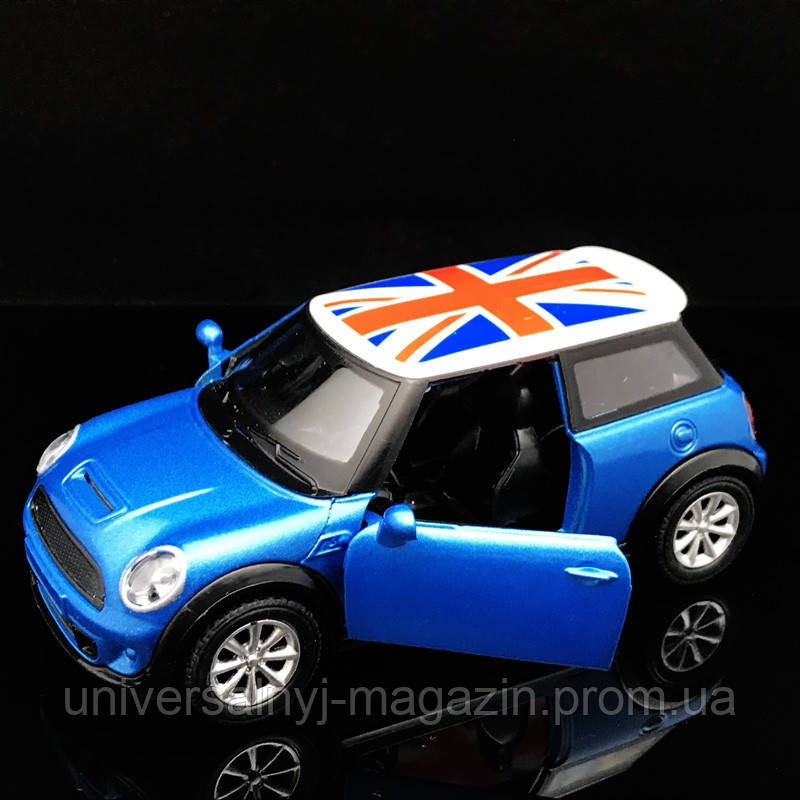 Металева інерційна машинка Mini Cooper S із британським прапором. Модель автомобіля Mini Cooper S 1:32 - фото 2 - id-p2192426995