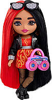 Мінілялька Barbie Екстра Barbie Extra Minis Doll & Accessories with Red & Black Hair