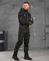 Тактический весенний костюм 3 в 1 черный мультикам Мужской робочий костюм китель штаны убакс черный мультикам