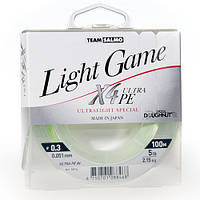 Леска плетеная Team Salmo LIGHT GAME FINE GREEN X4 UltraPE 100/0,051(#0,3) (инд.уп/ *6)