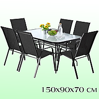 Комплекти садових меблів Стіл 150х90х70 см NEO2286 та 6 стільців NEO3685, Садові столи та стільці для терас