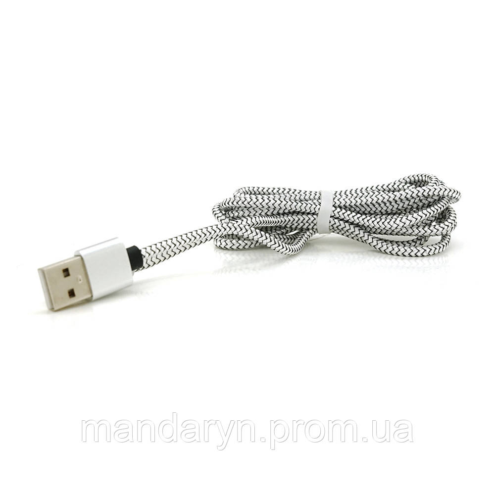 Магнитный кабель PiPo USB 2.0/Lighting, 2m, 2А, тканевая оплетка, бронированный, съемник, Silver, BOX b - фото 5 - id-p2062941792