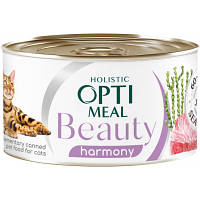 Консервы для кошек Optimeal Beauty Harmony полосатый тунец в желе с водорослями 70 г (4820215366236) мрія(М.Я)