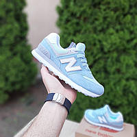 Красивые кроссы для девушек New Balance 574. Голубые с бирюзовым женские кроссовки Нью Беленс 574.