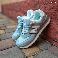 New Balance 574 Голубые с бирюзовым женские кроссовки Нью Беленс 574. Красивые кроссы для девушек. 39