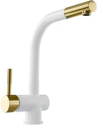 Кухонний змішувач Globalo Lobio White/Light Gold Mat Ring, фото 1