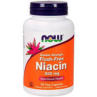 Ниацин NOW Foods Flush-Free Niacin 500 mg Double Strength 90 Veg Caps NF0498 EV, код: 7518353