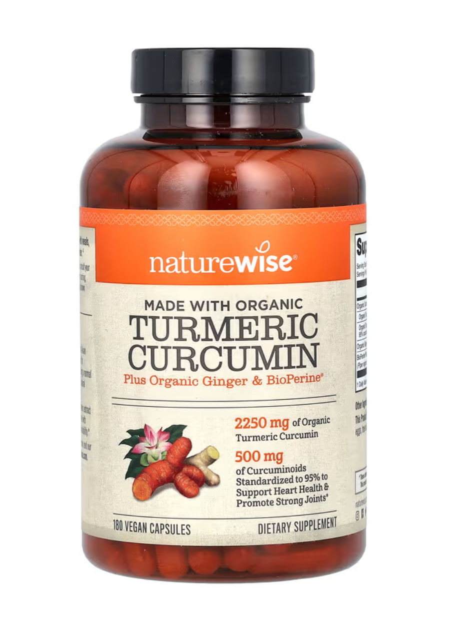 NatureWise Organic Turmeric Curcumin 90 Vegan Capsules