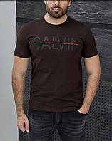 Футболка мужская Calvin Klein брендовая футболка Кельвин Кляйн шоколадная