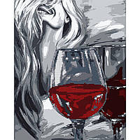 Картина по номерам с алмазной мозаикой Девушка и вино 40*50 см Santi (954679) z118-2024