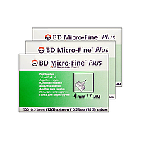 Иглы для шприц-ручек BD Micro-Fine + «МикроФайн» 4 мм 100 шт. 3 упаковки
