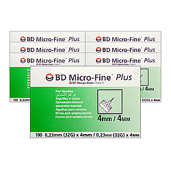 Голки для шприц-ручок BD Micro-Fine + «МікроФайн» 4 мм 100 шт. 7 паковань