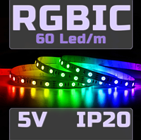 Светодиодная адресная RGBIC WS2812b лента 5V 60 светодиодов на метр