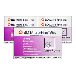 Голки для шприц-ручок BD Micro-Fine + «МікроФайн» 5 мм 100 шт. 5 паковань