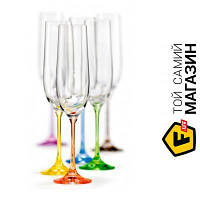 Набор бокалов для шампанского Bohemia Rainbow 190мл, 6шт. (40729/190S/D4641)