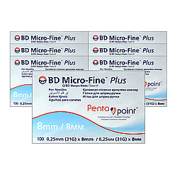Голки для шприц-ручок BD Micro-Fine + «МікроФайн» 8 мм 100 шт. 7 паковань