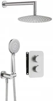 Комплект змішувача для ванної Deante Box stal szczotkowana zestaw prysznicowy podtynkowy z BOXem termostatycznym