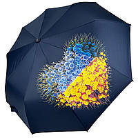 Женский зонт полуавтомат на 9 спиц антиветер от Toprain с патриотической символикой темно-синий 05370-1