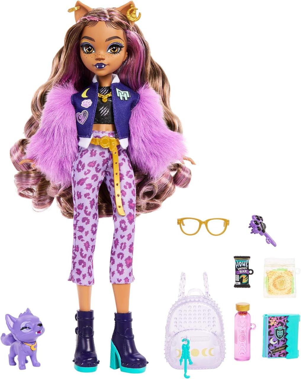 Лялька монстер хай Клодін Вульф Monster High Clawdeen Wolf Doll with Pet Dog Crescent