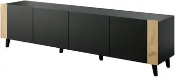 Тумба під телевізор Cama Meble Szafka Rtv Faro 200X42X52 Black Mat + Dąb Craft