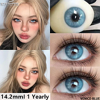 Яркие голубые линзы 38%~40% EYESHARE VENICE BLUE Качественые кукольные линзы QWE