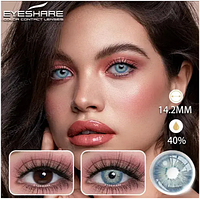 Натуральные, оттеночные линзы EYESHARE 14,2 мм PATTAYA BLUE Голубые контактные линзы UIO