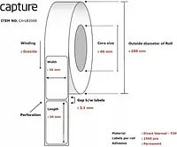 Лента для принтера Capture Label 50X30, Core 40 (CALB3069)