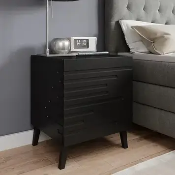 Приліжкова тумбочка High Glossy Furniture Komplet Szafek Nocnych Ikon 44cm 1 Szuflada Black Mat