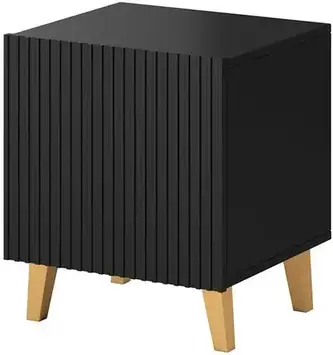 Приліжкова тумбочка High Glossy Furniture Szafka Nocna Malia 44 Cm Z Frezowanym Frontem 1 Drzwi Black Mat Komplet 2 Sztuki 24631