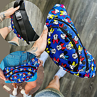 Дитяча бананка з принтом Mickey Mouse маленька Поясна сумка для дітей модна текстиль синя