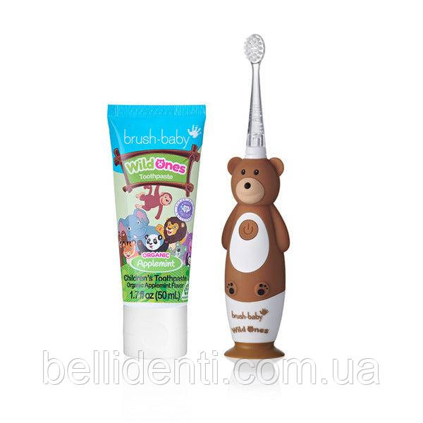 Набір Brush-Baby WildOnes Sonic від 3 до 10 років (щітка ведмежа Bear + паста 50 мл)