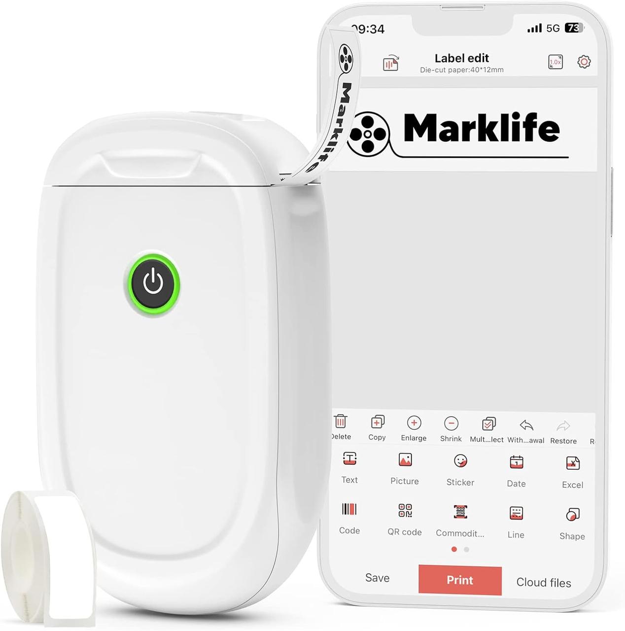 Портативний термопринтер Bluetooth зі стрічкою Marklife P11 Label Makers без чорнила