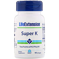 Витамин К Life Extension в двух формах К2 и К1 Super K 90 капсул (LEX23343) IS, код: 1726131
