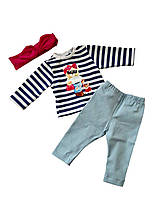 Одежда для куклы Реборн / Reborn 50 - 55 см набор кофта штаны повязка 98