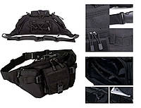 Тактична бананка військова сумка органайзер 32 х 15 х 13 см Чорний + Подарунок НіжКредитка