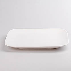 Тарілка підставна квадратна з порцеляни 25х25х2.5 см велика біла плоска тарілка