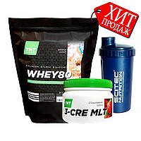 Протеїн Whey 80 TNT Nutrition. Пакет 2 кг смак банановий пончик + Креатин + Шейкер
